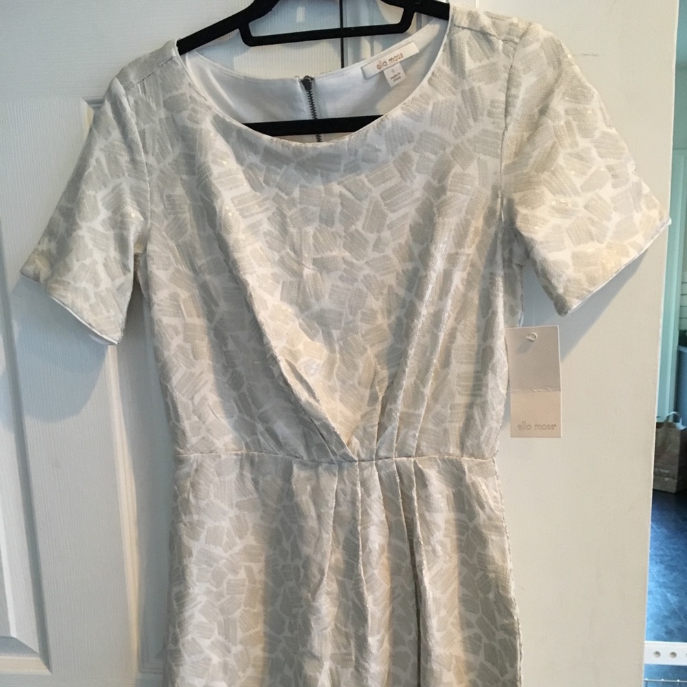 Ella Moss white sequined dress with pleated waist